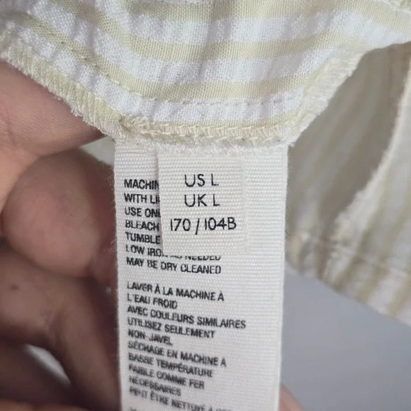 Free People Gigi Cream Vertical Stripe Puff Sleeve Tunic Top Boho Spring Size L - Picture 6 of 10